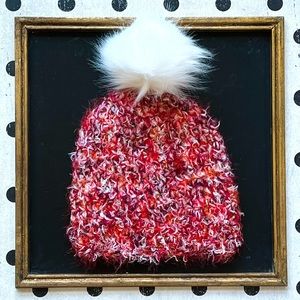 Hand-Crocheted Winter Beanie Hat with White Faux Fur Pom